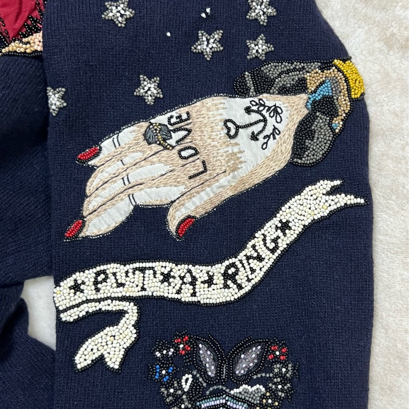 Valentino 羊毛混羊絨毛衣 重工刺繡+珍珠細節實在太美😍-2