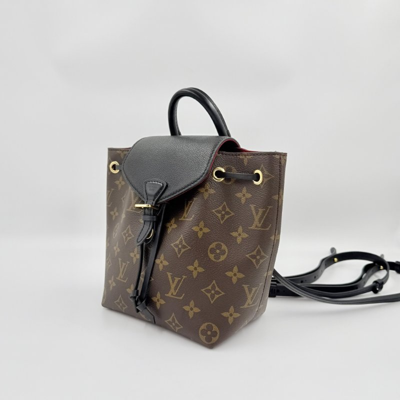 Louis Vuitton - 原花拼黑色牛皮下蓋磁吸束口Montsouris BB後背包-3