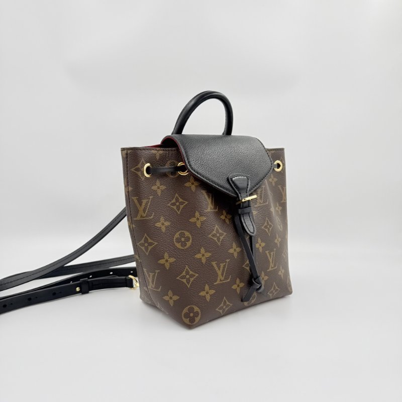 Louis Vuitton - 原花拼黑色牛皮下蓋磁吸束口Montsouris BB後背包-4
