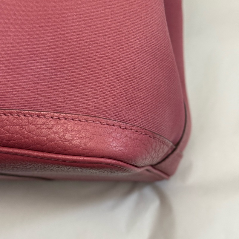 Hermes愛馬仕粉紅色garden party 花園36手提包 T刻 帆布拼皮好價帶走 尺寸：36-9