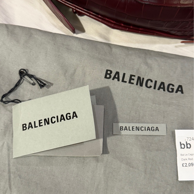 BALENCIAGA 巴黎世家Le Cagole XS 酒紅色 機車包 鞣製小羊皮肩/斜背可頌包-8