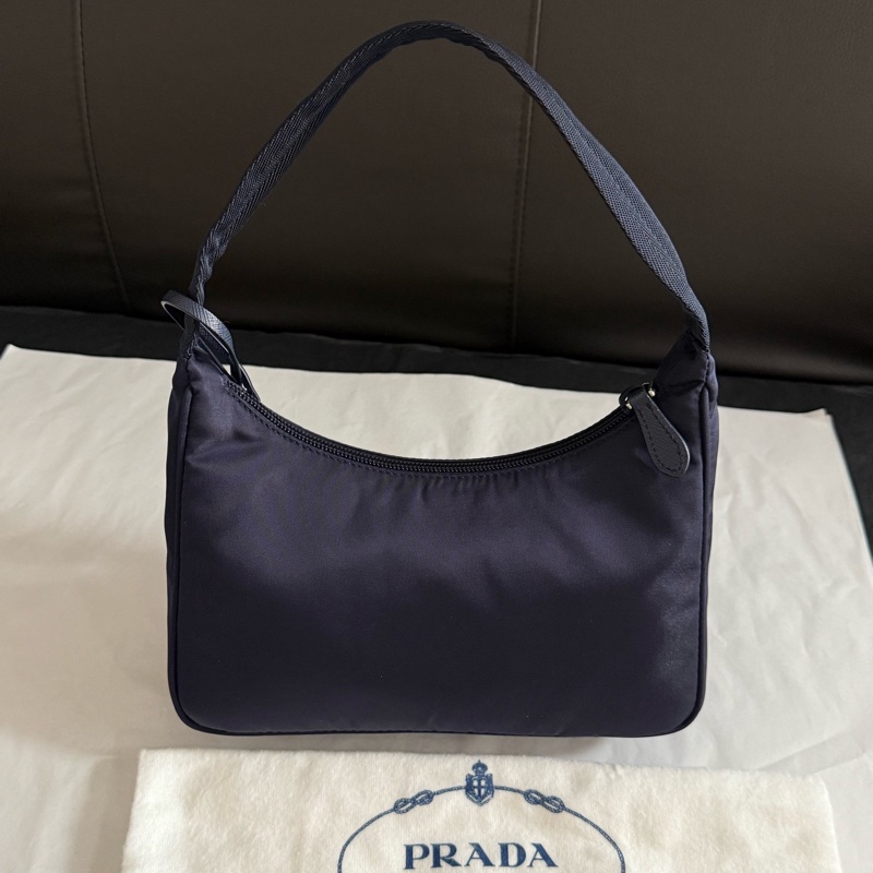 99新 Prada 普拉達深藍hobo腋下包有塵袋-1