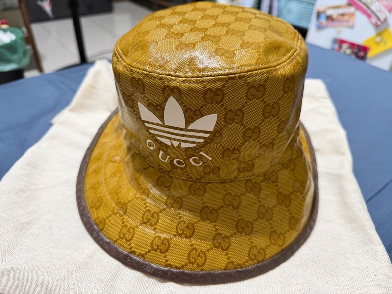 Gucci x Adidas Beige/Brown GG Canvas Bucket Hat-0