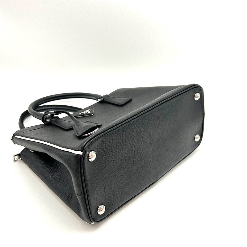 PRADA 黑銀限量款 皮內里殺手肩背斜背包28*19*12 98新配件塵袋-5