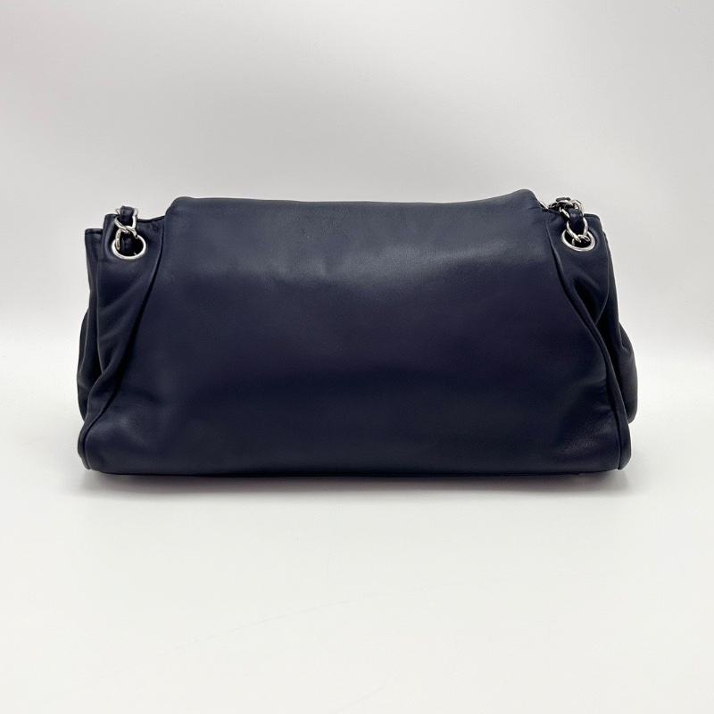 CHANEL藍色銀扣羊皮 螺旋紋雙鏈條雲朵32*23*10 98新配件塵袋-6