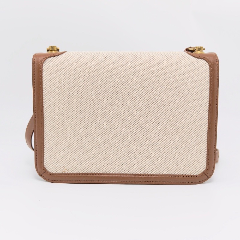 YSL carre焦糖拼色帆布肩背斜背豆腐包23*17*5 99新配件塵袋-6