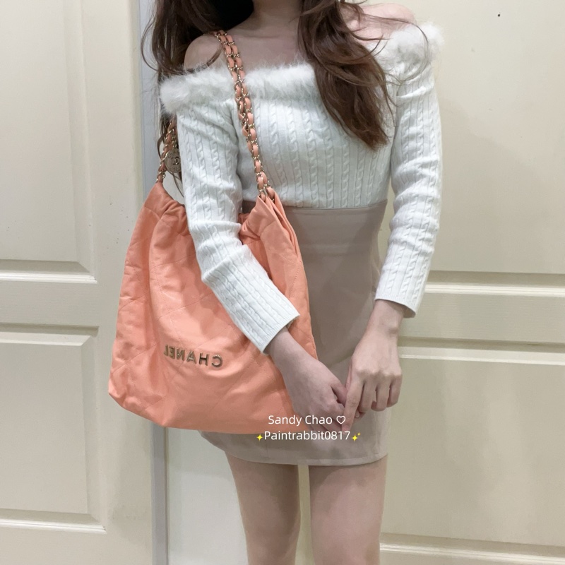 ෆ Chanel 22bag蜜桃粉-3
