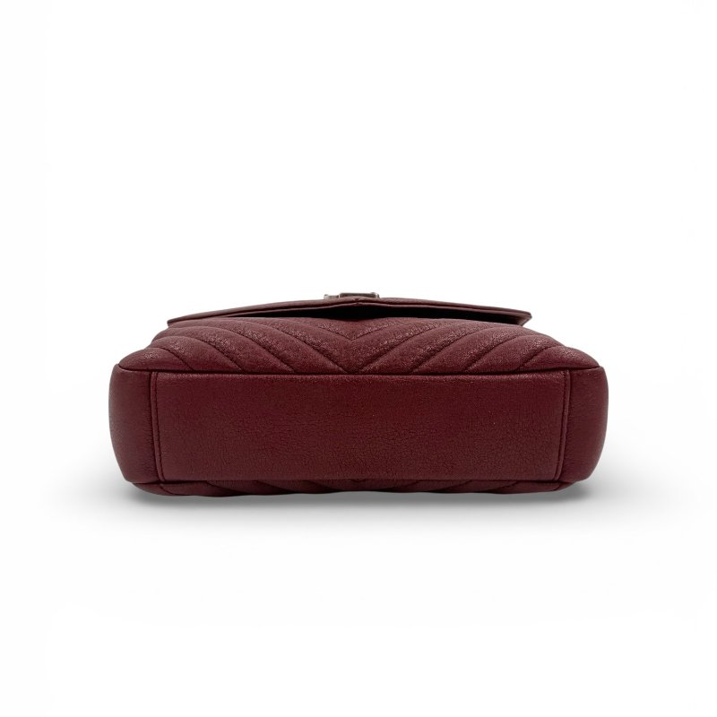 Saint Laurent - 勃艮第紅牛皮V形紋學院包╻中號-4