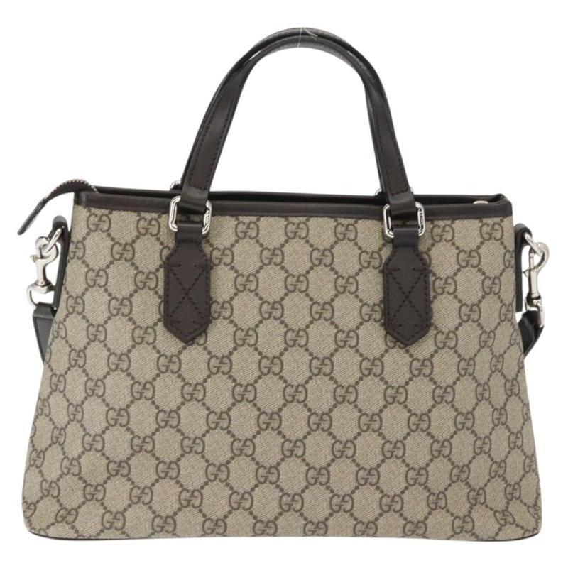 【日本直送】GUCCI GG Supreme 手提包 PVC 兩用 米色 銀色 429019 正品 ka1583-1