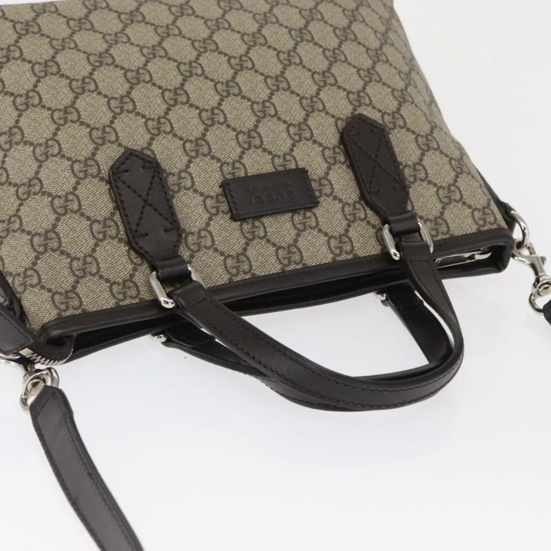 【日本直送】GUCCI GG Supreme 手提包 PVC 兩用 米色 銀色 429019 正品 ka1583-5
