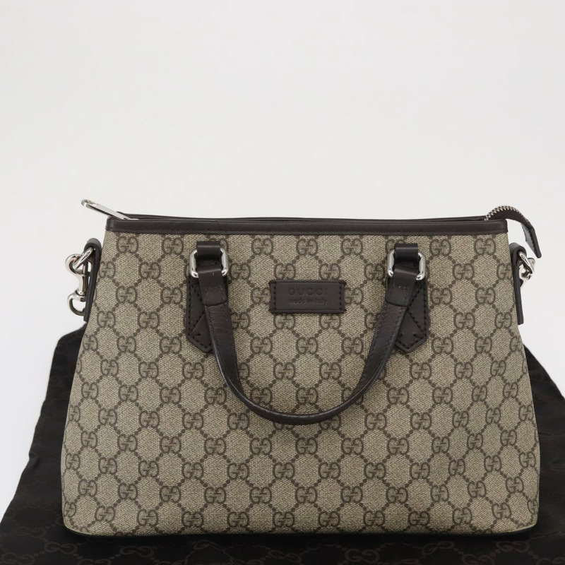 【日本直送】GUCCI GG Supreme 手提包 PVC 兩用 米色 銀色 429019 正品 ka1583-11