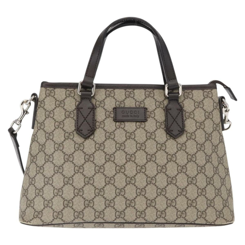 【日本直送】GUCCI GG Supreme 手提包 PVC 兩用 米色 銀色 429019 正品 ka1583-12