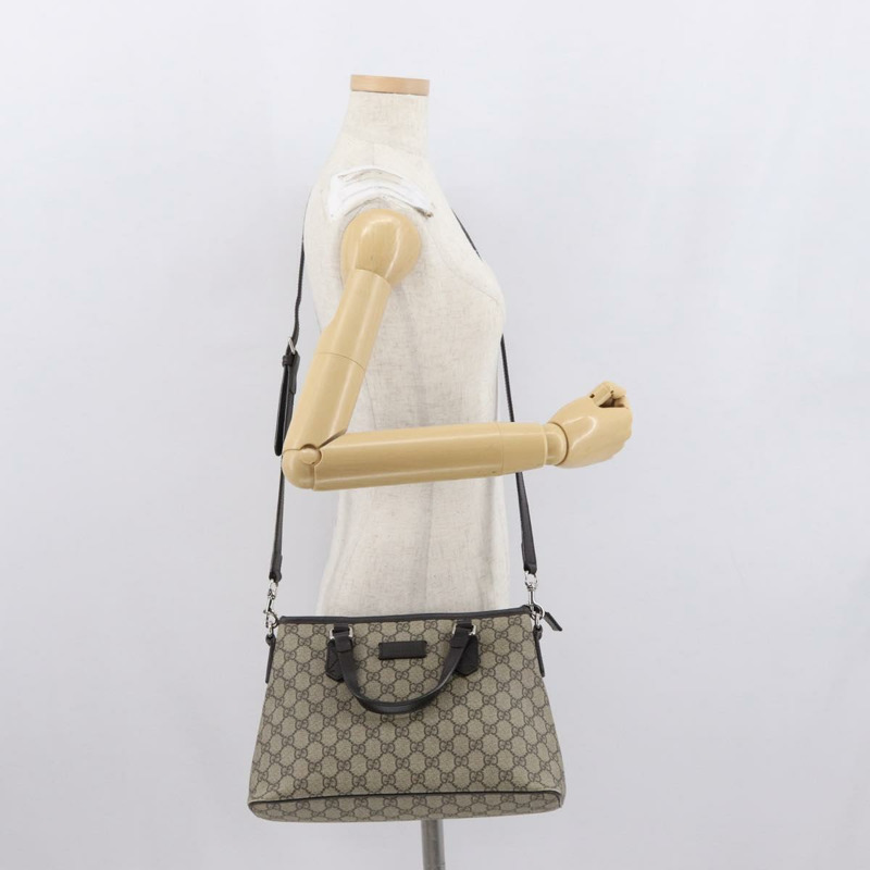 【日本直送】GUCCI GG Supreme 手提包 PVC 兩用 米色 銀色 429019 正品 ka1583-27
