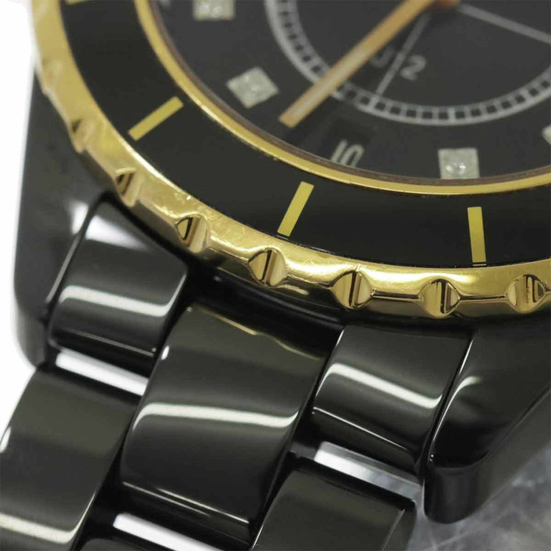 香奈兒 J12 38毫米 H2544 男士腕錶,鑲嵌11顆鑽石,日期顯示,黑色陶瓷錶殼,18K玫瑰金石英機芯-6