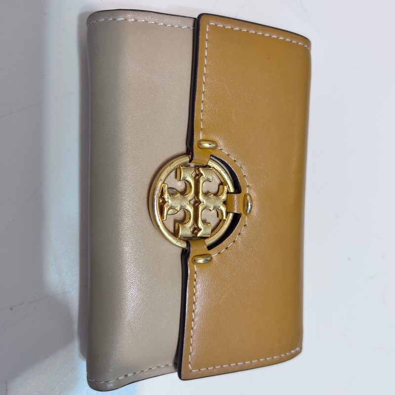 Tory burch 撞色真皮短夾-0