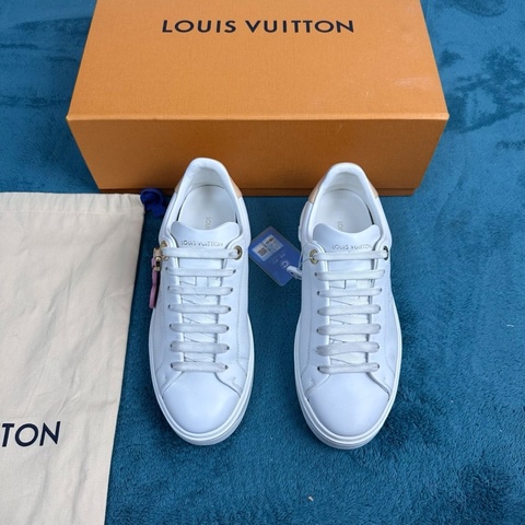 lv time out 聯名村上隆 新款粉色太陽花吊墜板鞋 白粉色 37碼