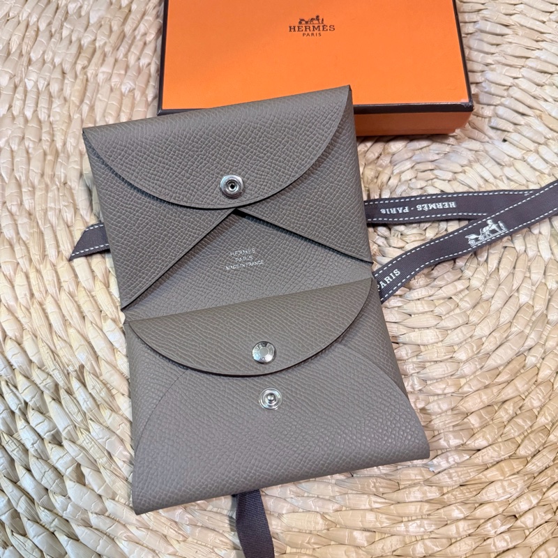 全新 愛馬仕Hermes Calvi Duo 零錢包 卡夾 大象灰 2026年專櫃購入-0