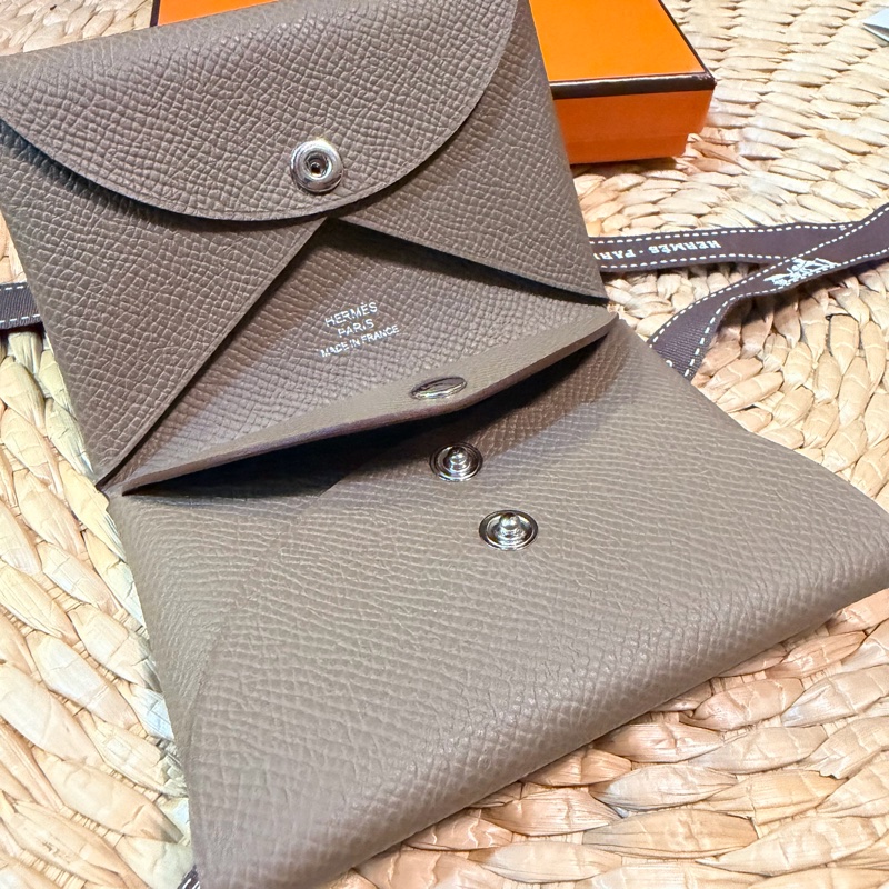 全新 愛馬仕Hermes Calvi Duo 零錢包 卡夾 大象灰 2026年專櫃購入-2
