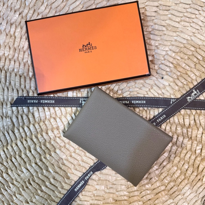 全新 愛馬仕Hermes Calvi Duo 零錢包 卡夾 大象灰 2026年專櫃購入-5