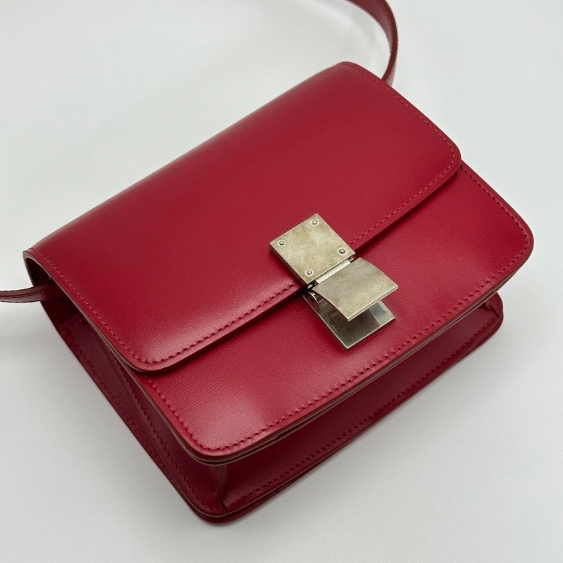 CELINE 紅色銀扣Box小號肩背斜背包16.5*14*6 99新配件塵袋-2