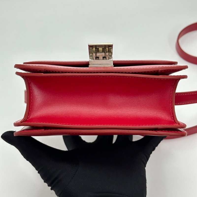 CELINE 紅色銀扣Box小號肩背斜背包16.5*14*6 99新配件塵袋-3