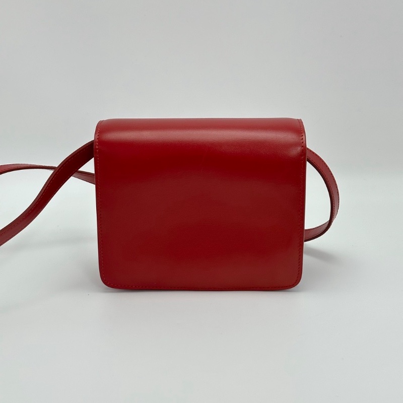 CELINE 紅色銀扣Box小號肩背斜背包16.5*14*6 99新配件塵袋-6