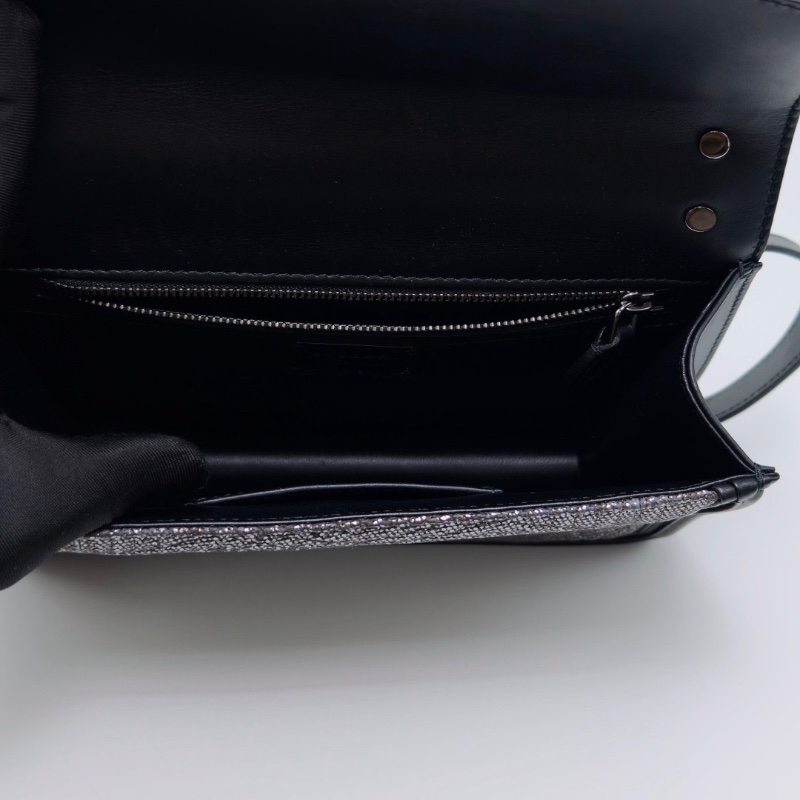 BVLGARI Serpenti DiamondBlast 黑色蛇頭肩背斜背包24*16*5 98新配件塵袋-2