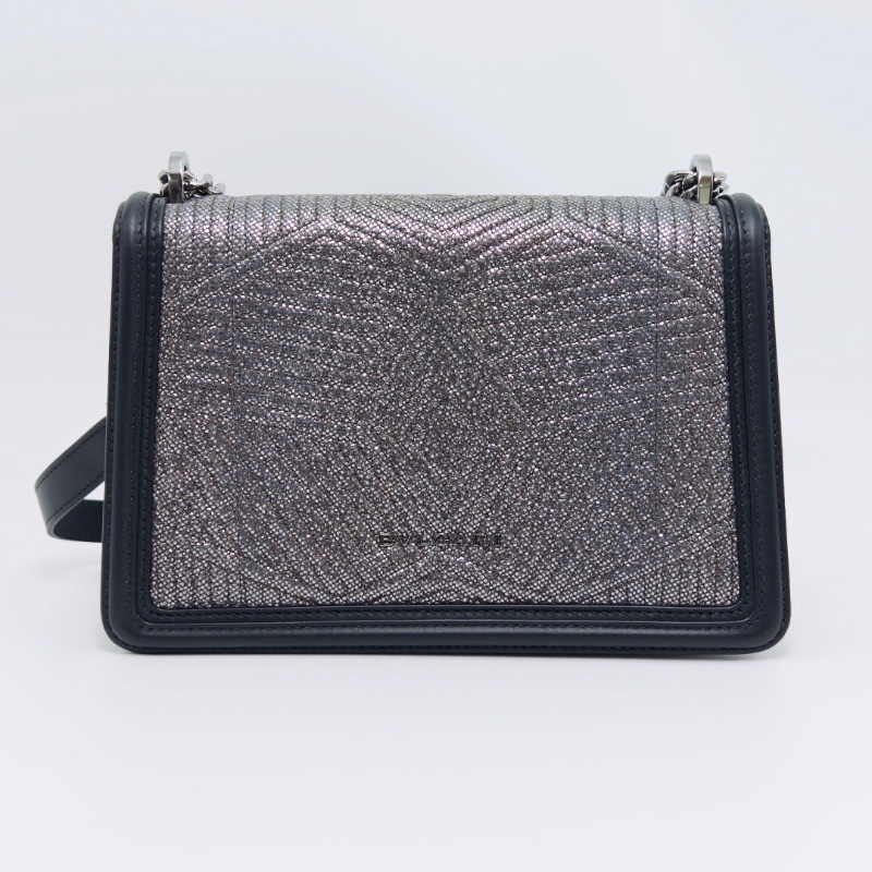 BVLGARI Serpenti DiamondBlast 黑色蛇頭肩背斜背包24*16*5 98新配件塵袋-6