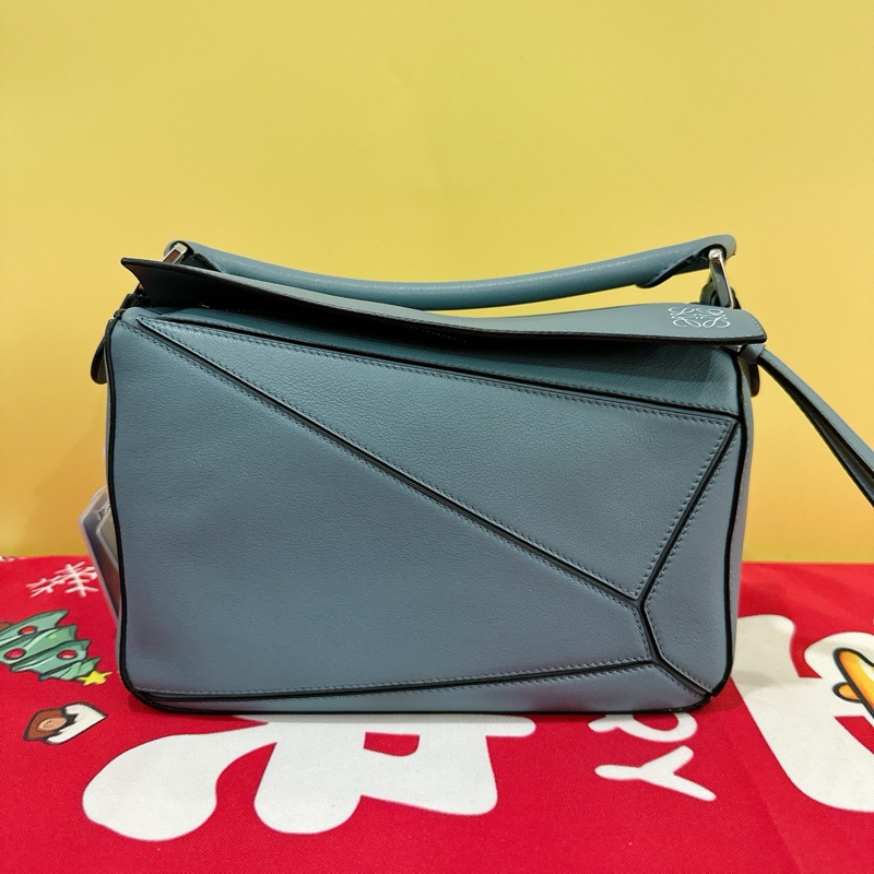 loewe 羅意威 puzzle 小號 霧霾藍 白標logo 包型很好不塌-0