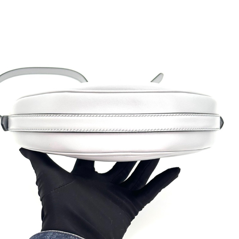 PRADA 霧霾藍金扣肩背斜背月亮包24*14*7 99新配件塵袋-3