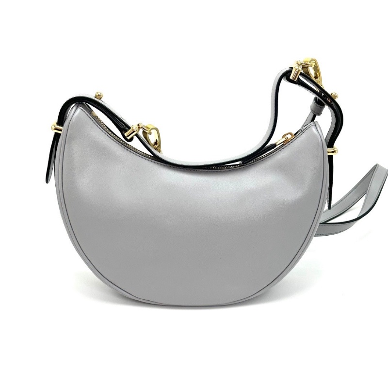 PRADA 霧霾藍金扣肩背斜背月亮包24*14*7 99新配件塵袋-6