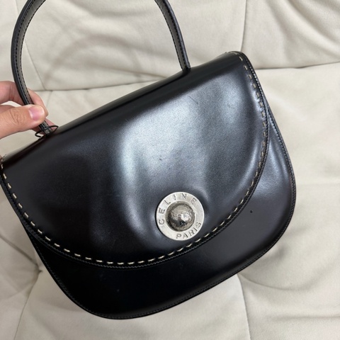 celine 黑色 搪瓷皮 銀色星球 外縫線 中古 Kelly