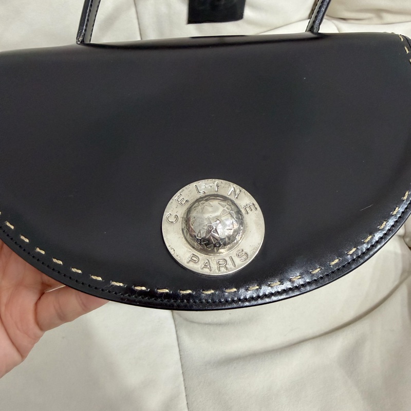 celine 黑色 搪瓷皮 銀色星球 外縫線 中古 Kelly-8