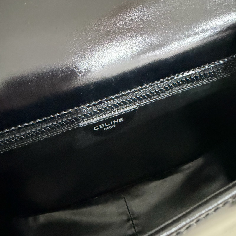 celine 黑色 搪瓷皮 銀色星球 外縫線 中古 Kelly-13