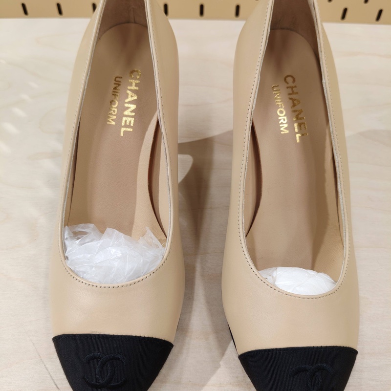 閒置新 未使用 CHANEL香奈兒/37碼/卡其色高跟鞋/裸鞋-8