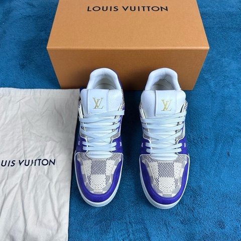 Louis Vuitton路易威登 trainer 皮革低幫板鞋 紫米色 42碼