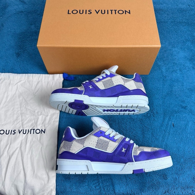 Louis Vuitton路易威登 trainer 皮革低幫板鞋 紫米色 42碼-2