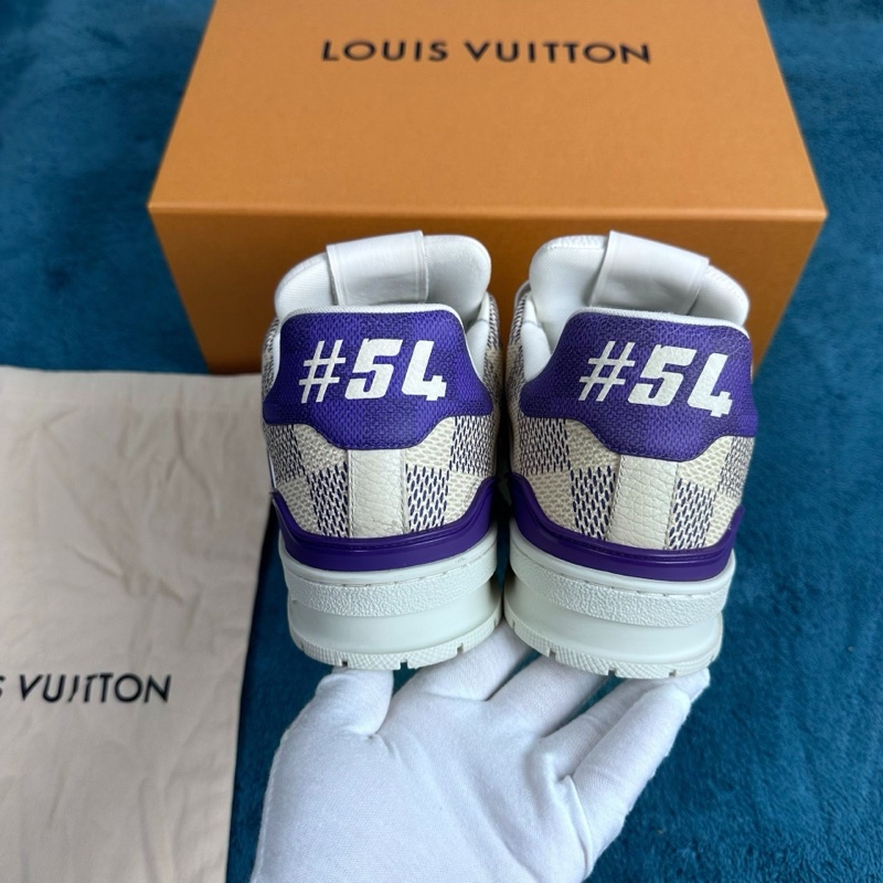 Louis Vuitton路易威登 trainer 皮革低幫板鞋 紫米色 42碼-3
