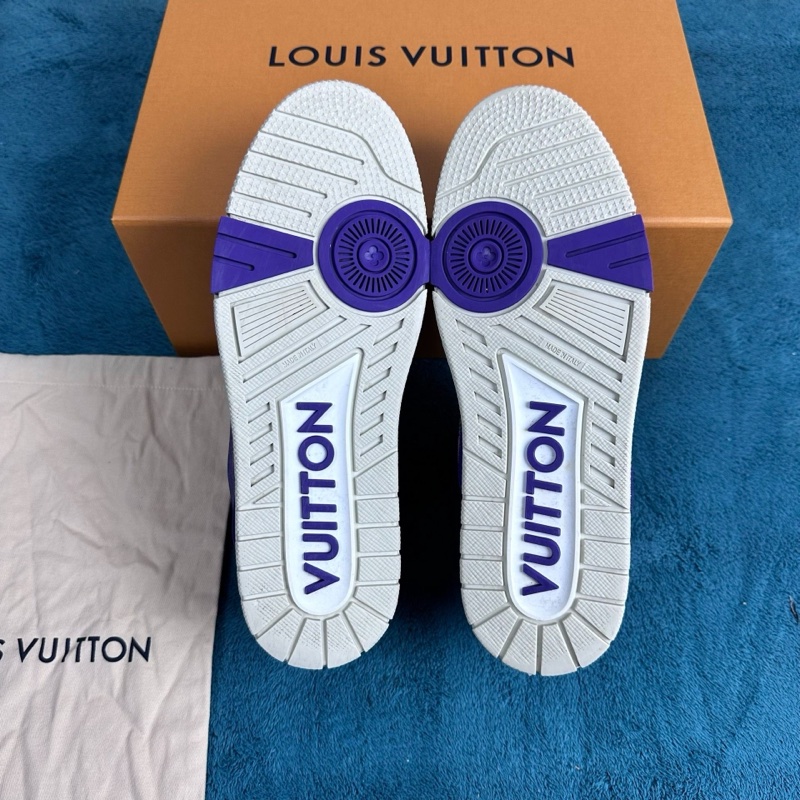 Louis Vuitton路易威登 trainer 皮革低幫板鞋 紫米色 42碼-5