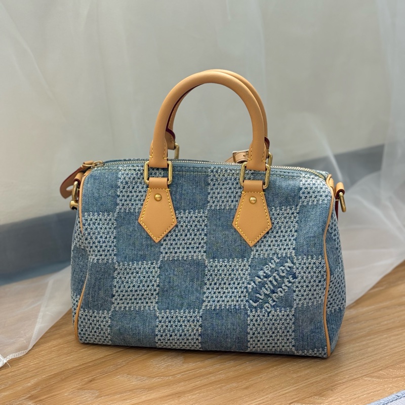 （台灣專櫃購證🇹🇼全配）Lv speedy25 新款3D丹寧棋盤格 ✨最新晶片款-1