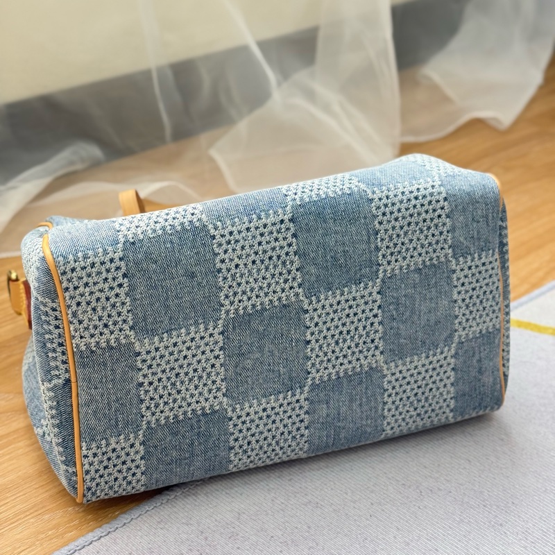 （台灣專櫃購證🇹🇼全配）Lv speedy25 新款3D丹寧棋盤格 ✨最新晶片款-4