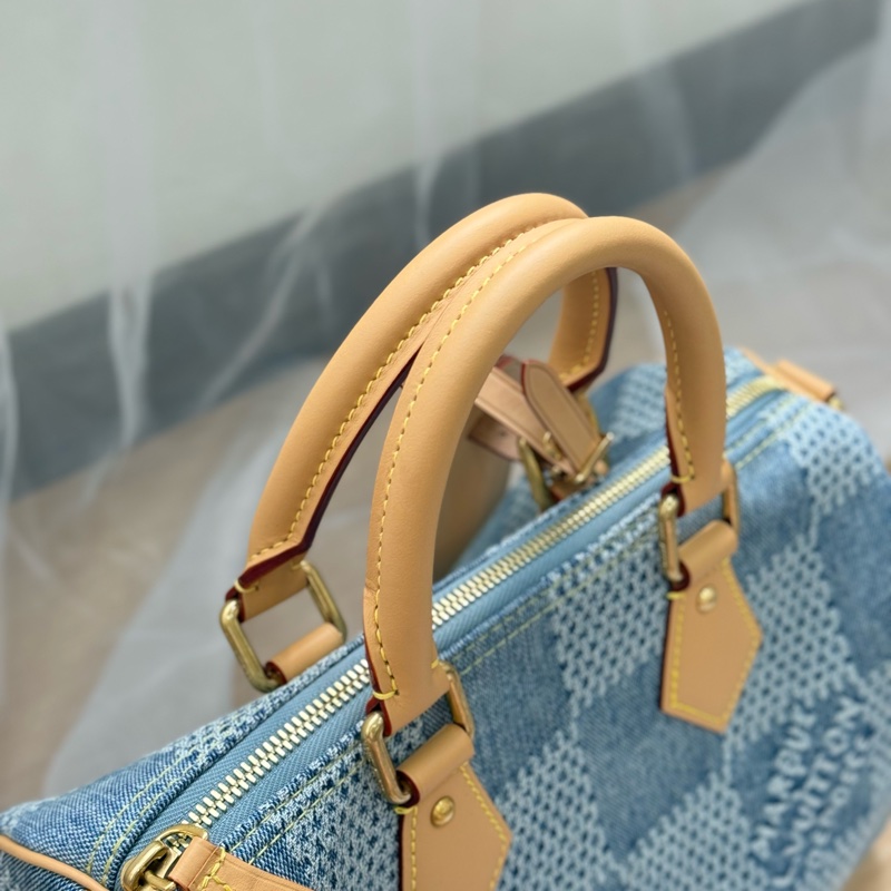 （台灣專櫃購證🇹🇼全配）Lv speedy25 新款3D丹寧棋盤格 ✨最新晶片款-13