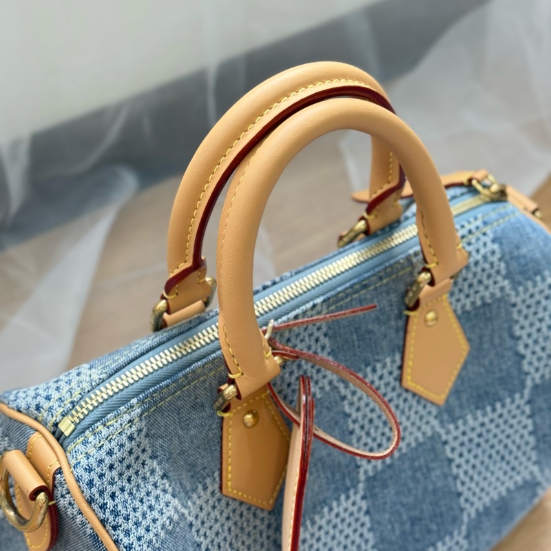 （台灣專櫃購證🇹🇼全配）Lv speedy25 新款3D丹寧棋盤格 ✨最新晶片款-15