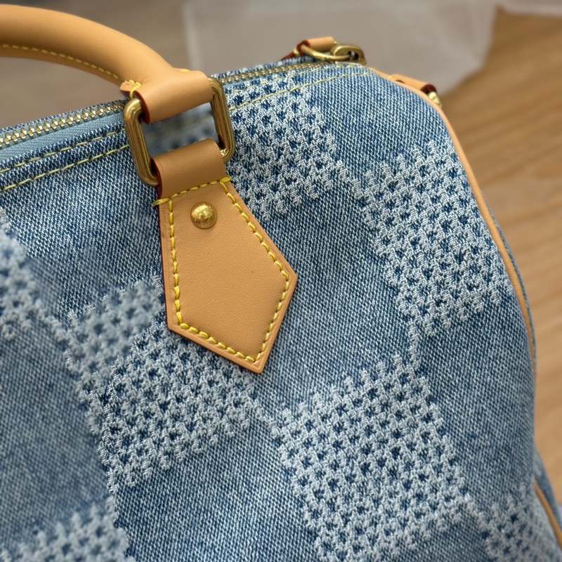 （台灣專櫃購證🇹🇼全配）Lv speedy25 新款3D丹寧棋盤格 ✨最新晶片款-17