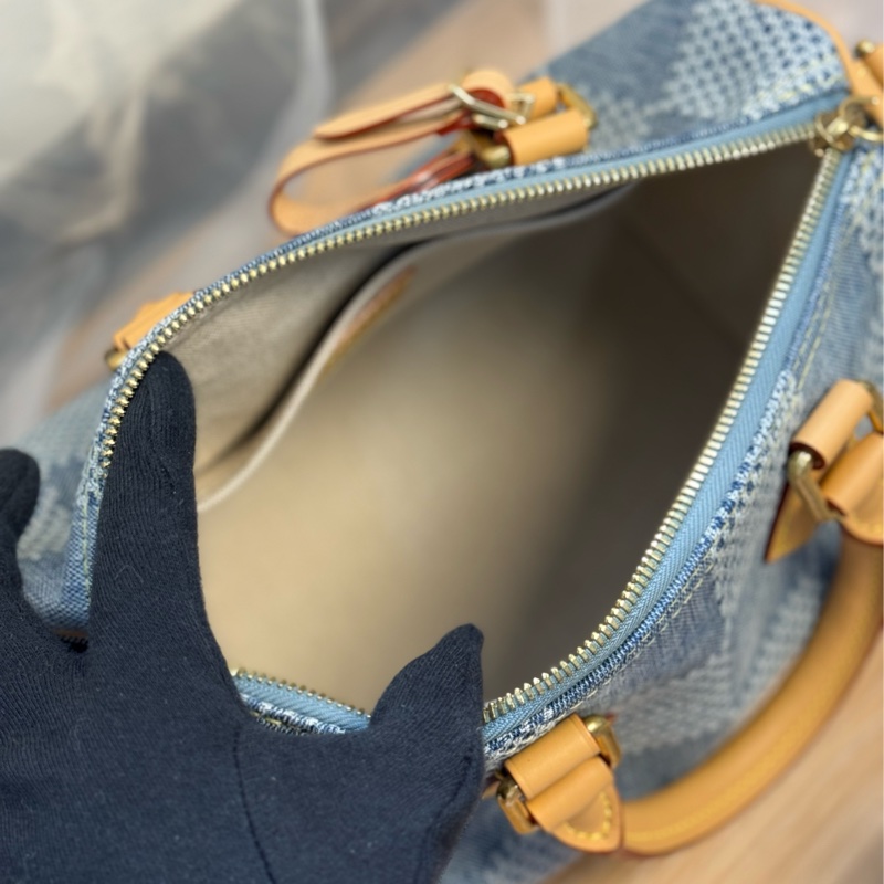 （台灣專櫃購證🇹🇼全配）Lv speedy25 新款3D丹寧棋盤格 ✨最新晶片款-19