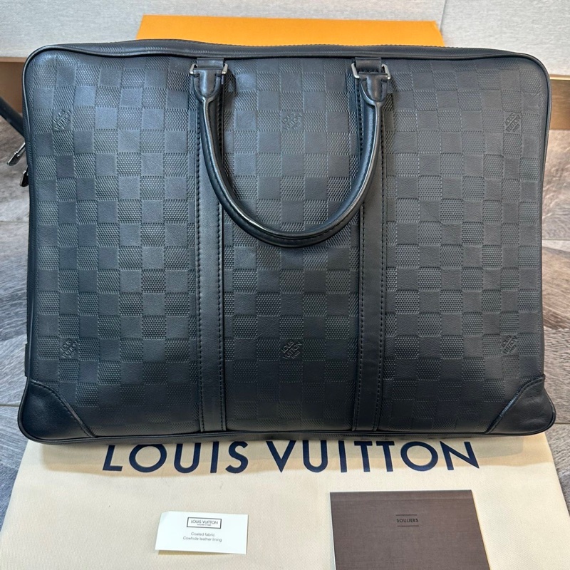99新LV 路易威登 經典款全皮棋盤格 公文包 內有隔層 可以放電腦 日常商務都適合 型男必備-1