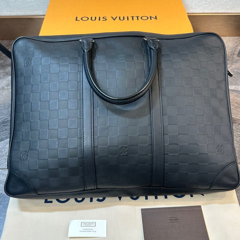 99新LV 路易威登 經典款全皮棋盤格 公文包 內有隔層 可以放電腦 日常商務都適合 型男必備-2