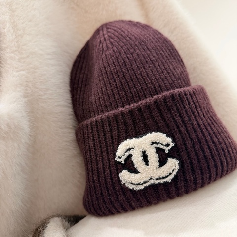 Chanel 香奈兒 25B 漫畫系列 毛帽 冷帽 酒紅