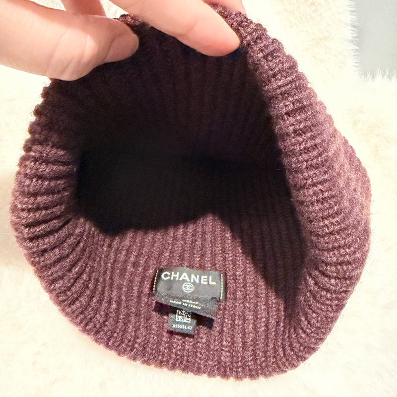 Chanel 香奈兒 25B 漫畫系列 毛帽 冷帽 酒紅-9