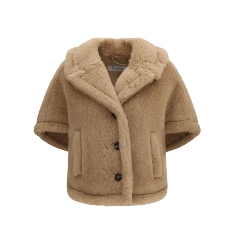 🎊新年特賣🧧Max Mara 女款 Corvino4 羊駝羊絨絲質披風斗篷外套 米色﻿ S-M/M-L-1